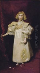 Portrait Of Clara Babbitt Hyde At The Age Of Five, In A White Dress by Charles Emile Auguste Carolus-Duran