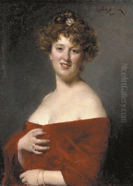 Portrait Of A Lady Dressed In Red - view 1