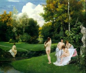 Baigneuses Dans Le Jardin De Fontainebleau by Charles Emile Auguste Carolus-Duran