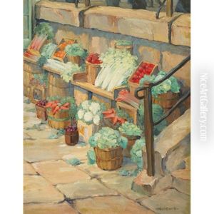 A Fruit And Vegetable Stall, Bonsecours Market, Montreal by Paul Archibald Caron