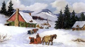 Winter Sleigh Ride (+ Champigny En Mars, Insc.; 2 Works) by Paul Archibald Caron