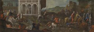 Die Heilige Katharina Von Siena Eine Stadt Gegen Die Turken Verteidigend by Vittore Carpaccio