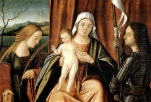 The Madonna And Child With Saints Catherine Of Alexandria And George Or Liberale (attributed To Vittore And Benedetto Carpaccio) by Vittore Carpaccio
