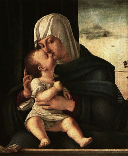 The Madonna And Child At A Parapet A Landscape Beyond - view 1