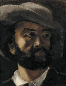 Portrait Of A Man Wearing A Grey Hat, (antoine Vollon?)