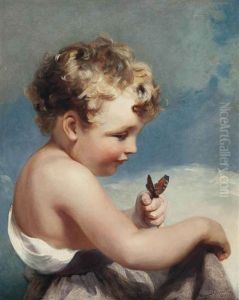 A Child Holding A Butterfly A Child Holding A Butterfly
