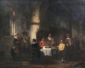 Gesellschaft Mit Wandernden Musikanten by Henri Joseph Gommarus Carpentero