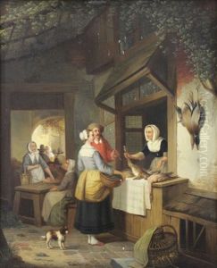 Woman Selling Fowl And Hare