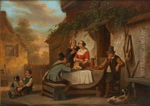 Dejeuner Devant L"auberge by Henri Joseph Gommarus Carpentero