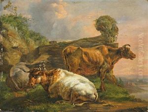 Vieh Auf Der Weide Bei Aufziehendem Wetter by Jean Charles Carpentero