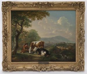 Herdsman With Cattle by Jean Charles Carpentero