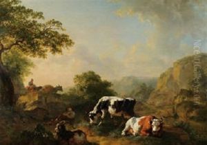 Paysage D'italie, Le Petit Gardien De Vaches by Jean Charles Carpentero