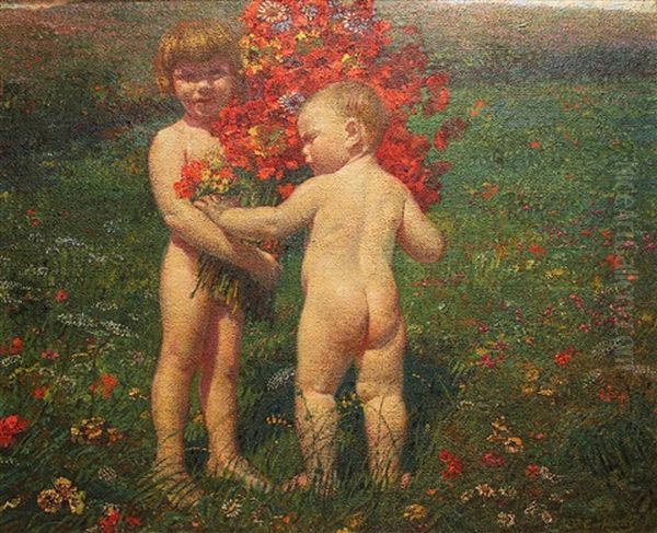 Children In A Meadow - view 1