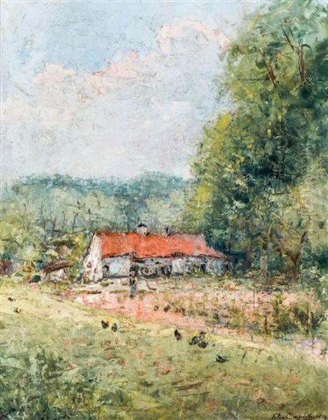 A Rural Farmstead Scene With Chickens - view 1