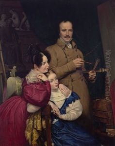 Autoportrait Du Peintre Et Sa Famille Dans L'atelier by Paul Claude Michel Le Carpentier
