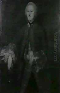 Portrait Of Neil Segrave, Standing Three-quarter Length     Wearing A Heavily Embroidered Gold Coat, His Arm Resting On