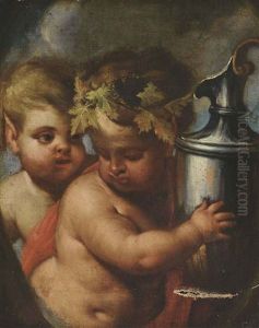 The Infant Bacchus With A Satyr