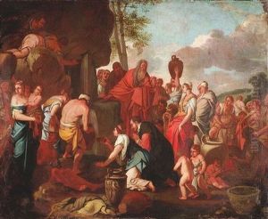 Moses Schlagt Wasser Aus Dem Felsen by Giulio Carpioni