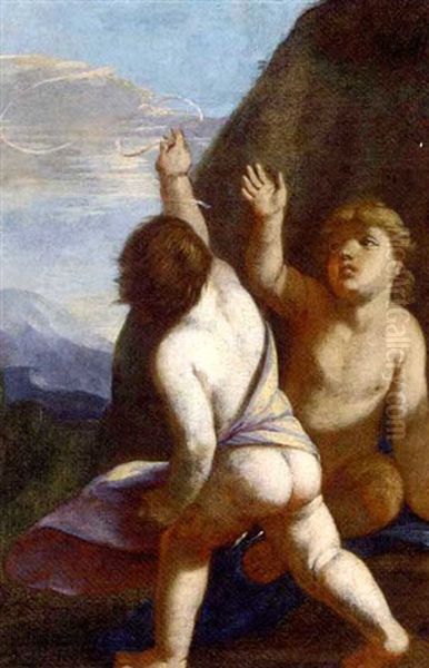 Putti Desporting In A Landscape - view 1