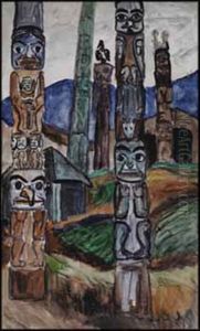 Totem Poles, Kitwancool Village by Emily M. Carr