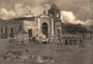Colonel Theodore Roosevelt With The Rough Riders At Church Of San Luis+ by Lyell E. Carr