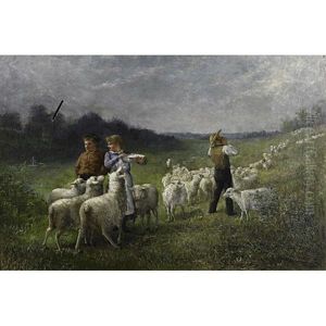 A Family Tending Sheep A Family Tending Sheep
