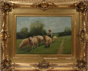 Young Boy With Sheep by Samuel S. Carr