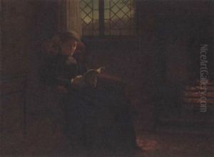 Reading By The Firelight by Samuel S. Carr