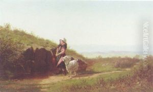 Woman Fetching Water With A Goat Woman Fetching Water With A Goat