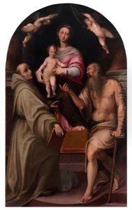 Thronende Madonna Mit Kind, Heiligem Bernhard Und Paulus Eremita by Agostino Carracci