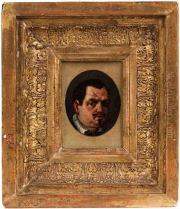 Ovales Miniaturbildnis Seines Bruders Annibale Carracci by Agostino Carracci