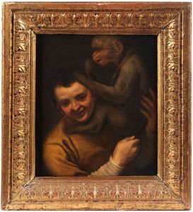Halbbildnis Eines Knaben Mit Einem Lausenden Affen by Agostino Carracci