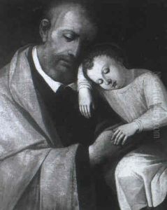 Saint Philip Nri With The Christ Child by Agostino Carracci