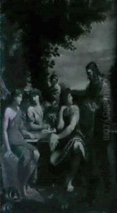 Abraham Et Les Trois Anges by Agostino Carracci