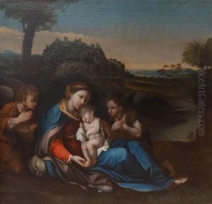 Le Repos De La Vierge Et De L'enfant Jesus Pendant La Fuite En Egypte by Annibale Carracci