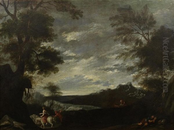 Figures In A Mountainous Landscape - view 1