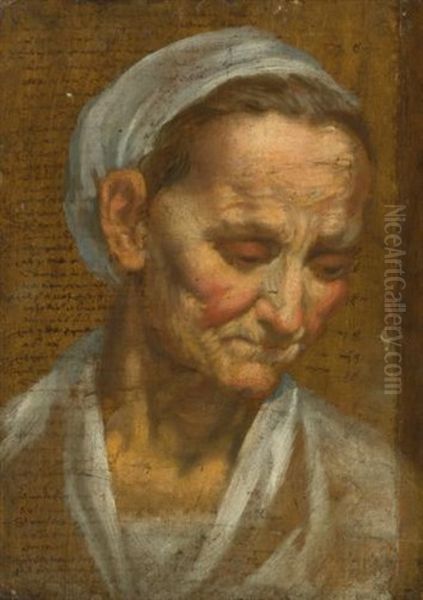 Head Of An Old Woman Looking Down To The Right - view 1
