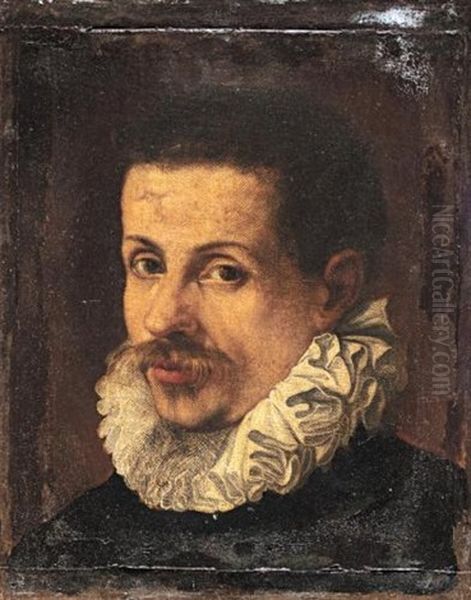 Portrait Of A Gentleman Wearing Black With A White Ruff - view 1