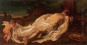 Ein Engel Bedeckt Den Leichnam Christi by Annibale Carracci