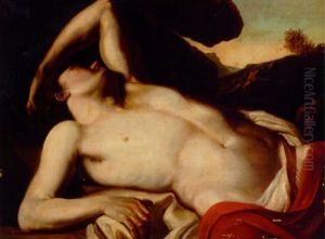 A Male Youth Reclining In A Landscape