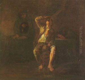 An Interior Scene With Figures Drinking by Annibale Carracci