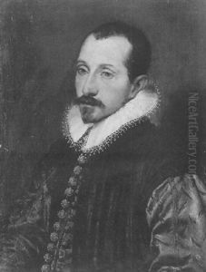 Portrait Of A Gentleman Wearing Black With A White Ruff by Annibale Carracci