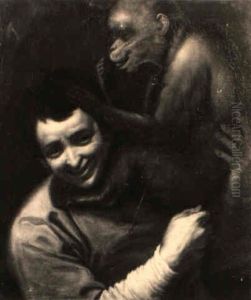 Ein Knabe Wird Von Einem Affen Gelaust by Annibale Carracci