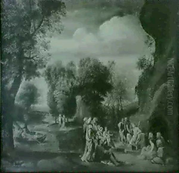 St. John The Baptist Preaching To A Crowd Gathered On The   Banks Of The Jordan - view 1