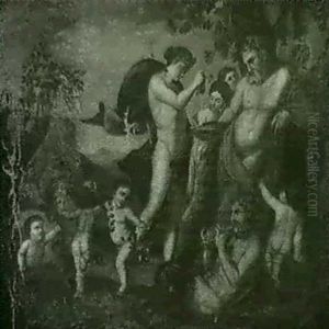 Bacchus Crushing Grapes For Silenus by Annibale Carracci