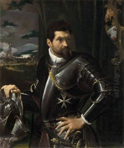 Portrait Of Carlo Alberto Rati Opizzoni In Armour, Three-quarter-length, Wearing The Order Of The Knights Of Malta, The City Of Bologna Beyond