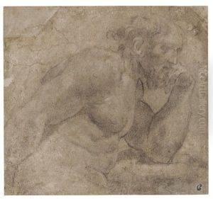 A Bearded Man, Leaning On A Ledge, Resting His Head Against His Fist