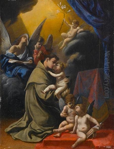 Saint Anthony Of Padua Holding The Christ Child And Surrounded By Angels - view 1