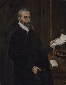 Portrait Of A Gentleman (manuzio De Manuzzi?) Holding A Letter With Quills, Ink And An Envelope
