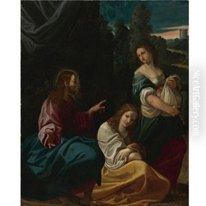 Christ With Martha And Mary by Ludovico Carracci